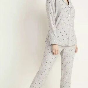 OLD NAVY Sunday SLEEP Polka Dot PAJAMA SET Women’s Sz L Button Down Long Sleeve